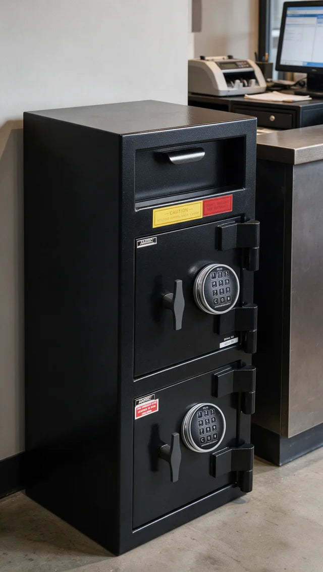 AMSEC DSF3214EE Front Load Depository Safe | B-Rated | Double Door | UL Listed Type 1 Electronic Lock | 1 Cubic Feet