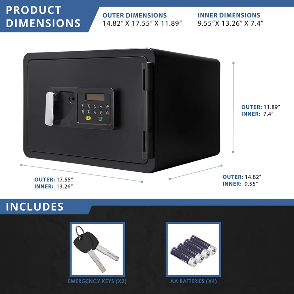 Barska AX11902 Fireproof Digital Keypad Safe | Fire Rating 1 Hour