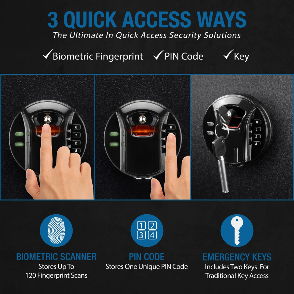 Barska AX12760 Standard Quick Access Keypad Biometric Rifle Safe | Keypad Biometric & Key Lock | 4 Rifle Capacity