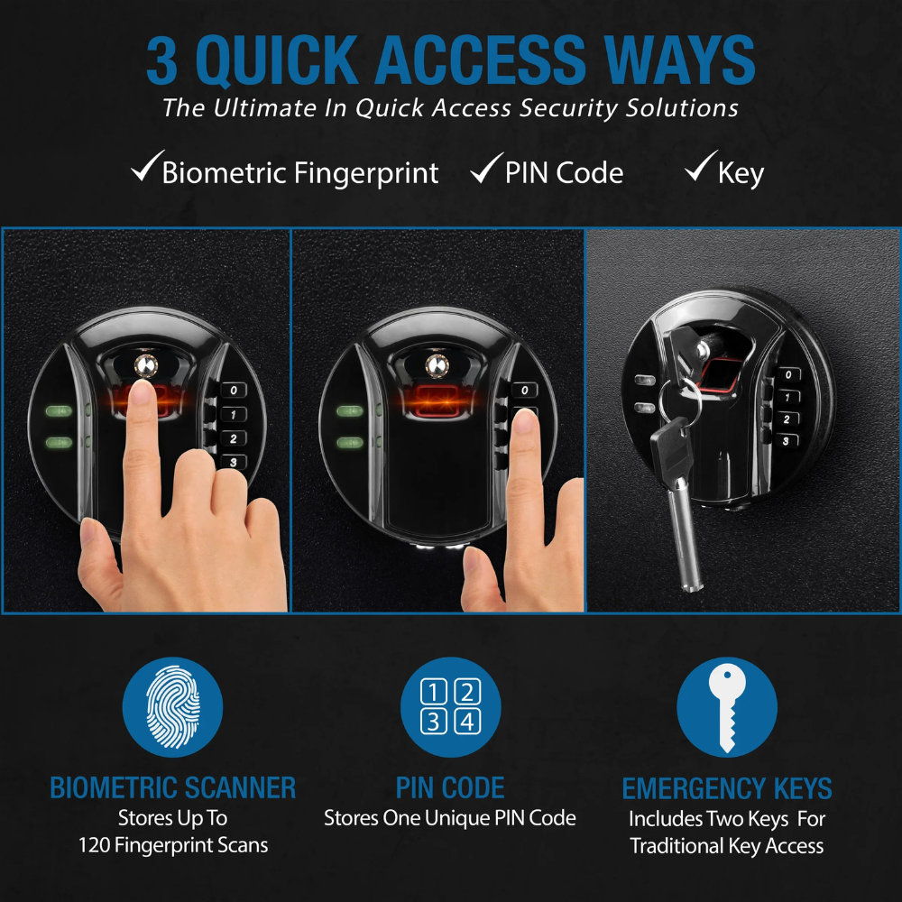 Barska AX12840 Biosecure Biometric Keypad Safe | Biometric & Key Lock