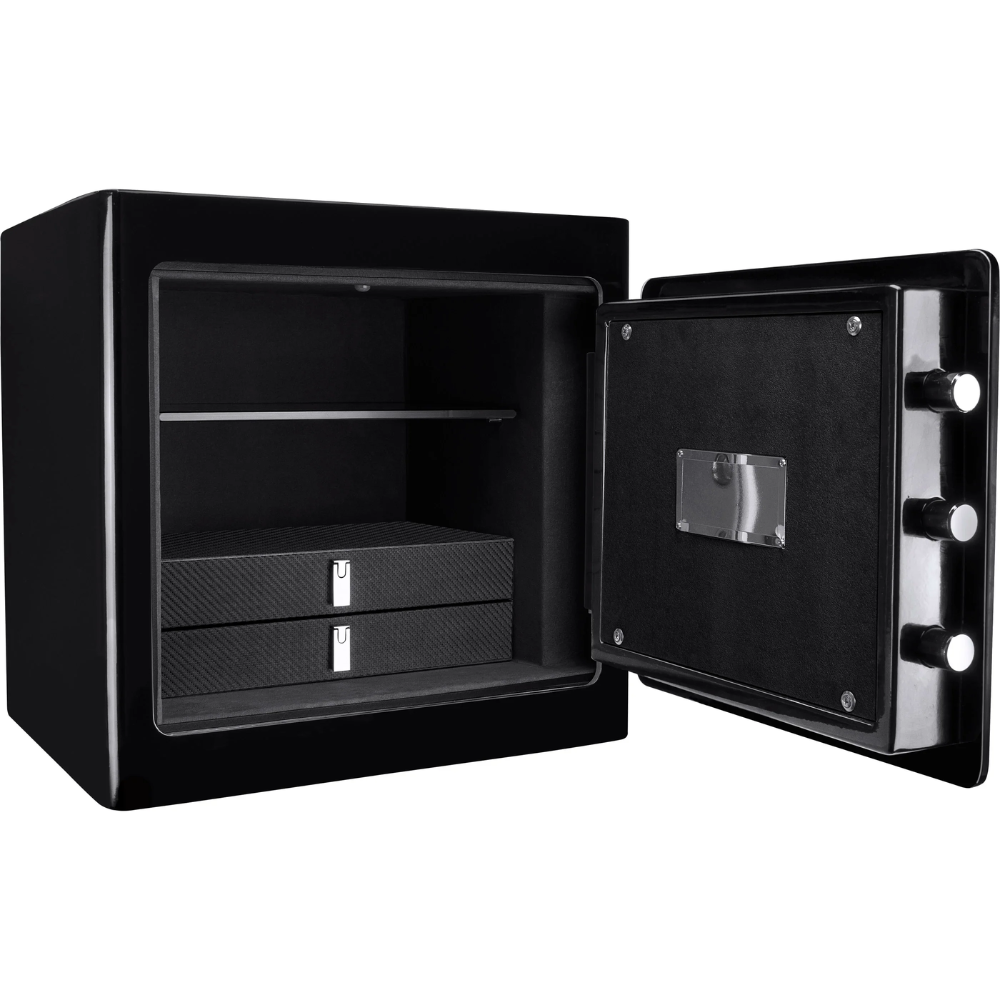 Barska AX13106 Black Keypad Jewelry Safe, Black Interior | Pin Code & Key Lock | 30 Minutes Fire Rating