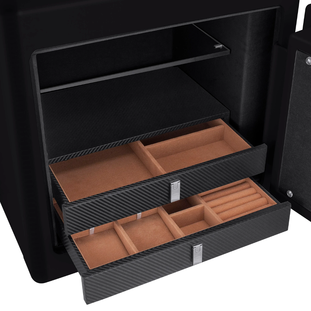 Barska AX13106 Black Keypad Jewelry Safe, Black Interior | Pin Code & Key Lock | 30 Minutes Fire Rating