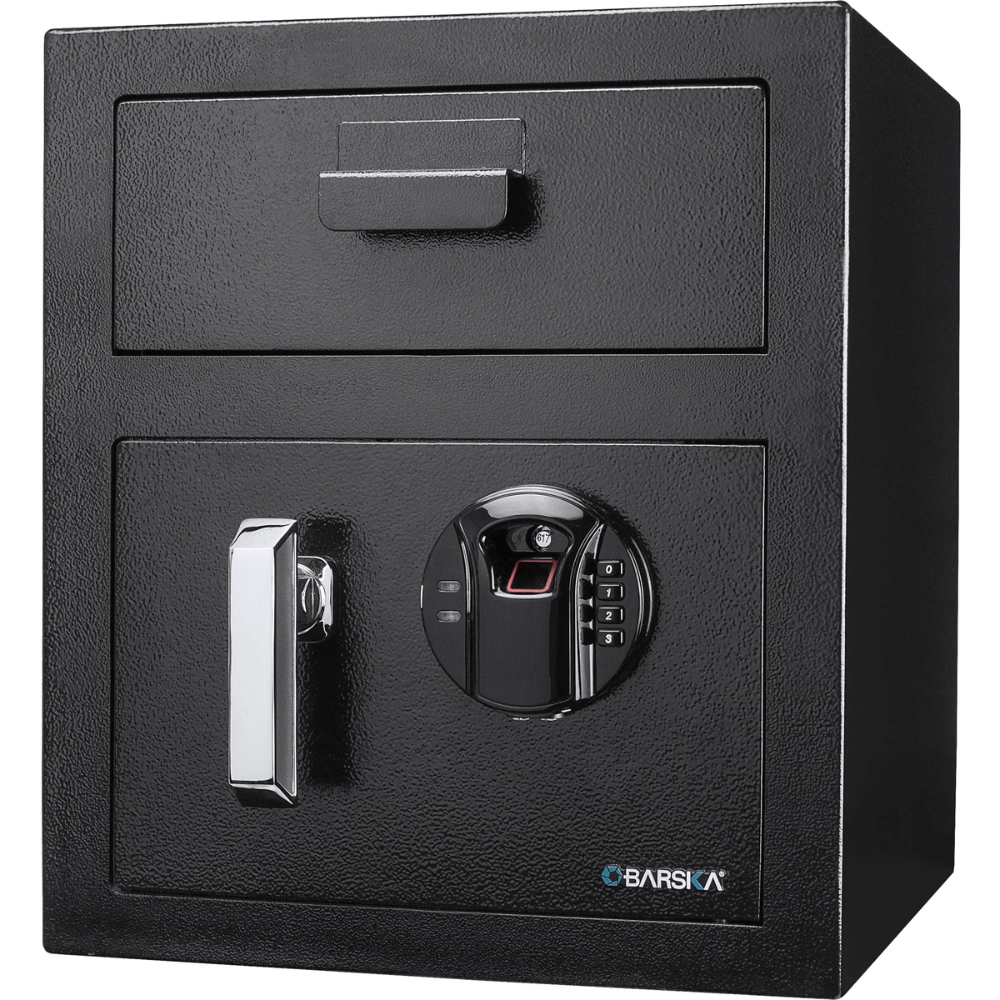 Barska AX13108 Biometric Keypad Depository Safe | Biometric Keypad & Key Lock