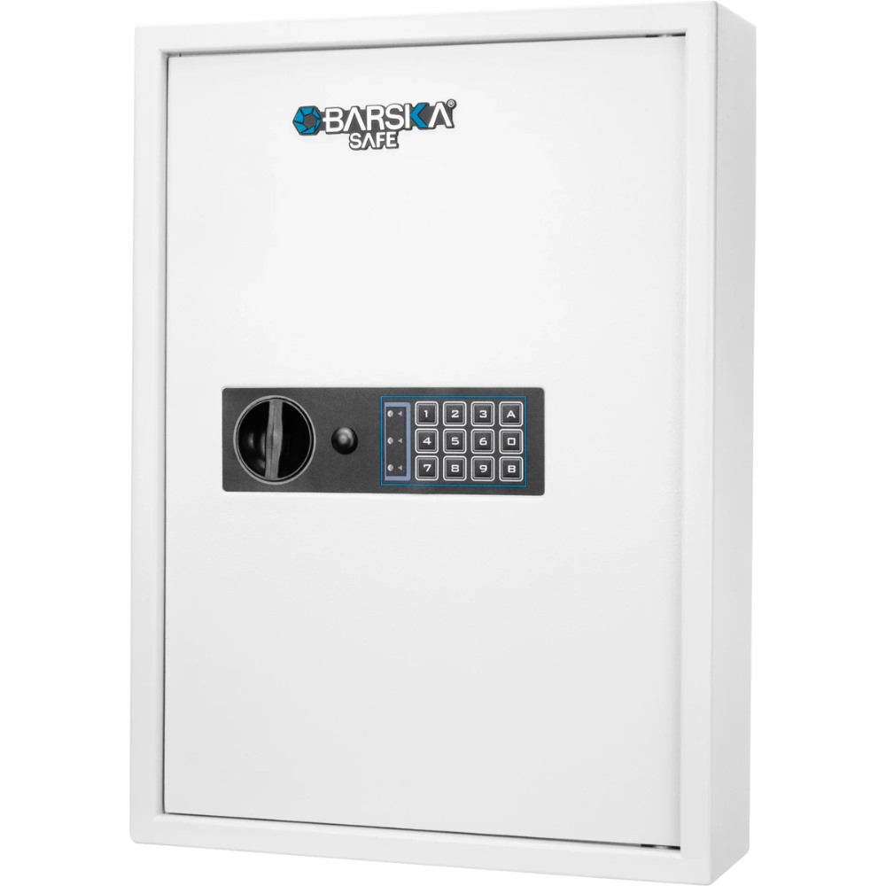 Barska AX13262 100 Key Cabinet Digital Wall Safe - White | Keypad & Key Lock