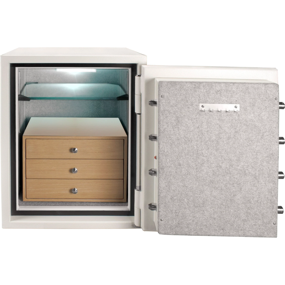 Barska AX13614 Keypad Fireproof Large Jewelry Safe - White | Keypad & Key Lock | 30 Minute Fire Rating