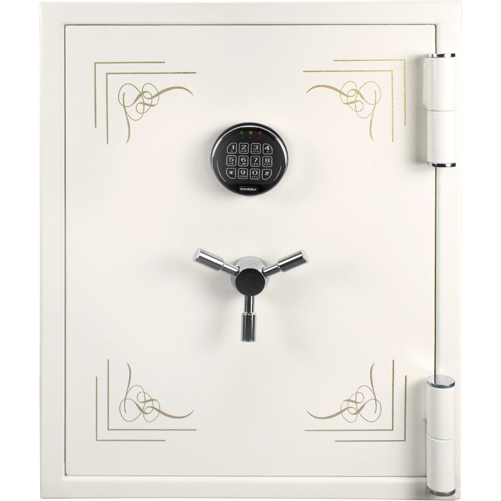 Barska AX13614 Keypad Fireproof Large Jewelry Safe - White | Keypad & Key Lock | 30 Minute Fire Rating