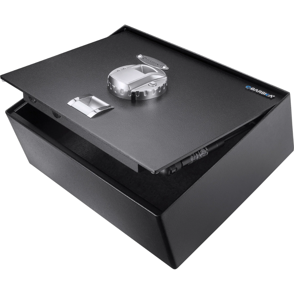 Barska CB11790 Key Lock Cash Box With Coin Tray |  Biometric & Key Lock