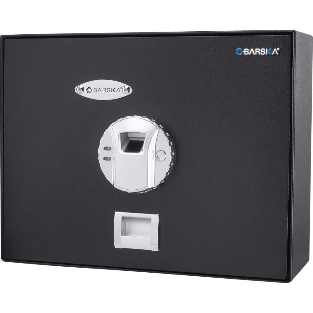Barska CB11790 Key Lock Cash Box With Coin Tray |  Biometric & Key Lock
