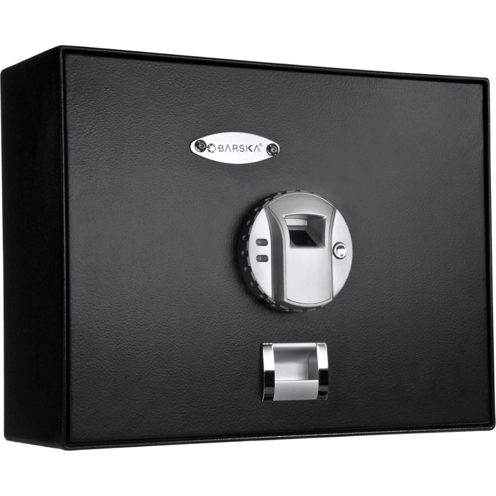 Barska CB11790 Key Lock Cash Box With Coin Tray |  Biometric & Key Lock