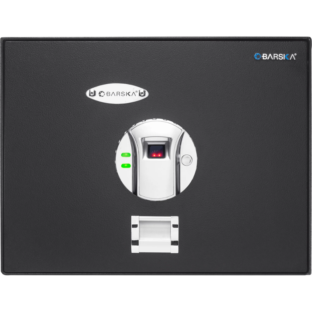 Barska CB11790 Key Lock Cash Box With Coin Tray |  Biometric & Key Lock