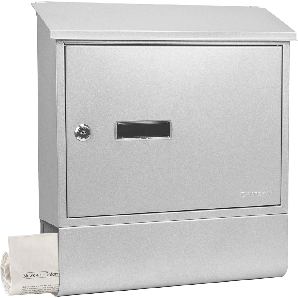 Barska CB13698 Contemporary Wall Mount Mailbox with Newspaper Bucket | Key Lock