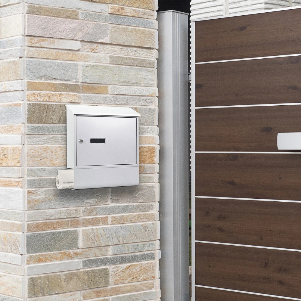 Barska CB13698 Contemporary Wall Mount Mailbox with Newspaper Bucket | Key Lock