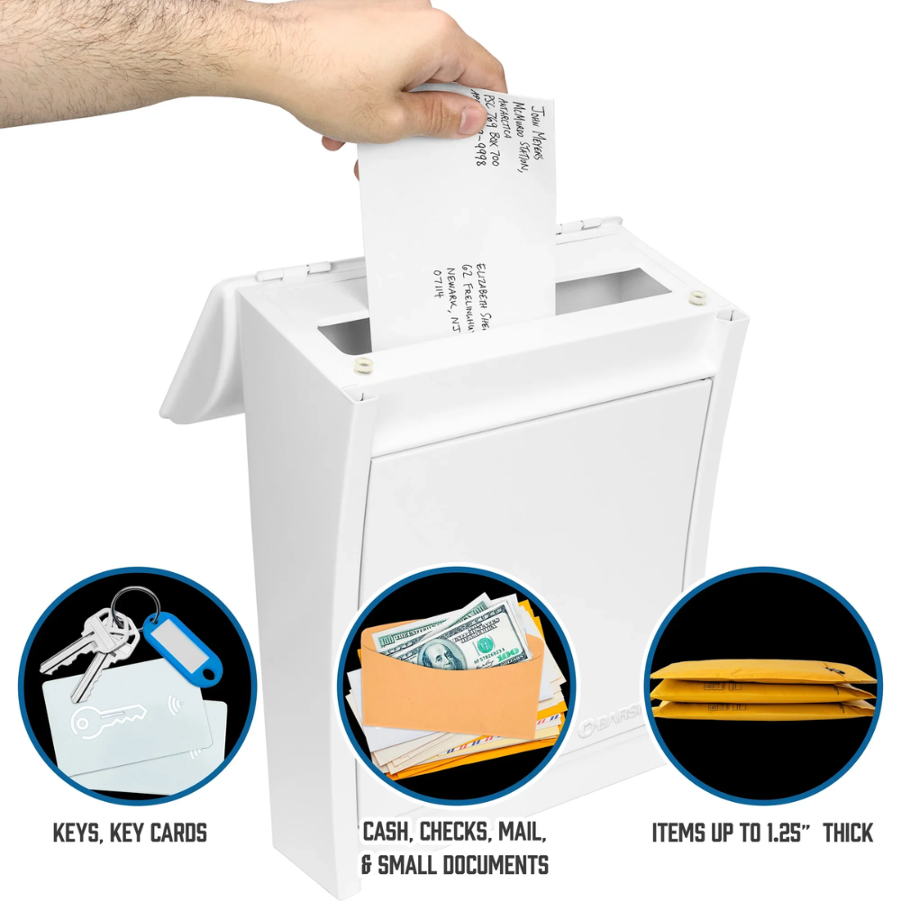 Barska CB14076 Wall Mount Mail Drop box with Flap | Key Lock
