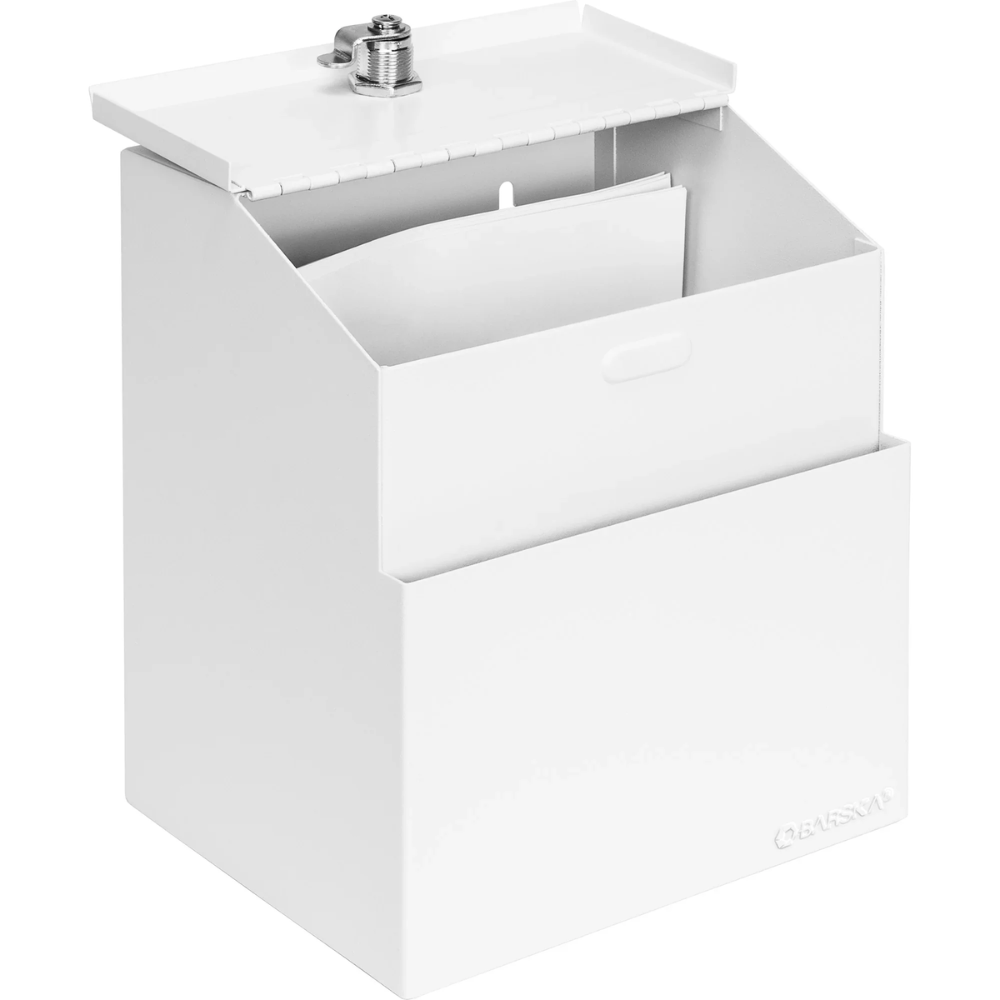 Barska CB14102 Suggestion/Ballot Box with Key Lock and Slot, White | Key Lock