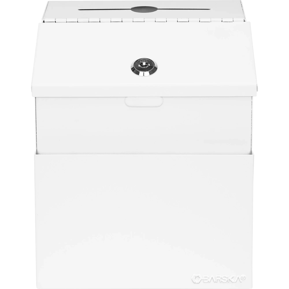 Barska CB14102 Suggestion/Ballot Box with Key Lock and Slot, White | Key Lock