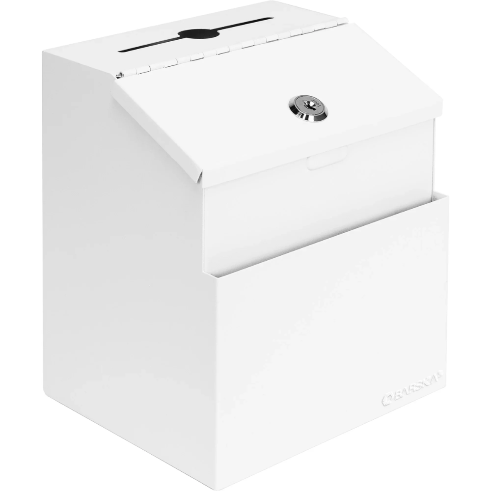 Barska CB14102 Suggestion/Ballot Box with Key Lock and Slot, White | Key Lock
