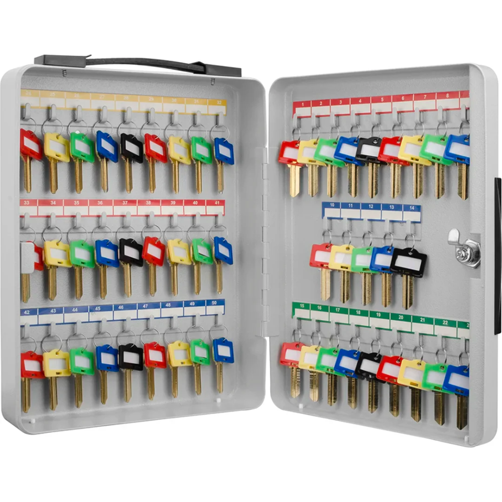 Barska Cb12948 50 Keys Lock Box Grey With Carrying Handle | Key Lock
