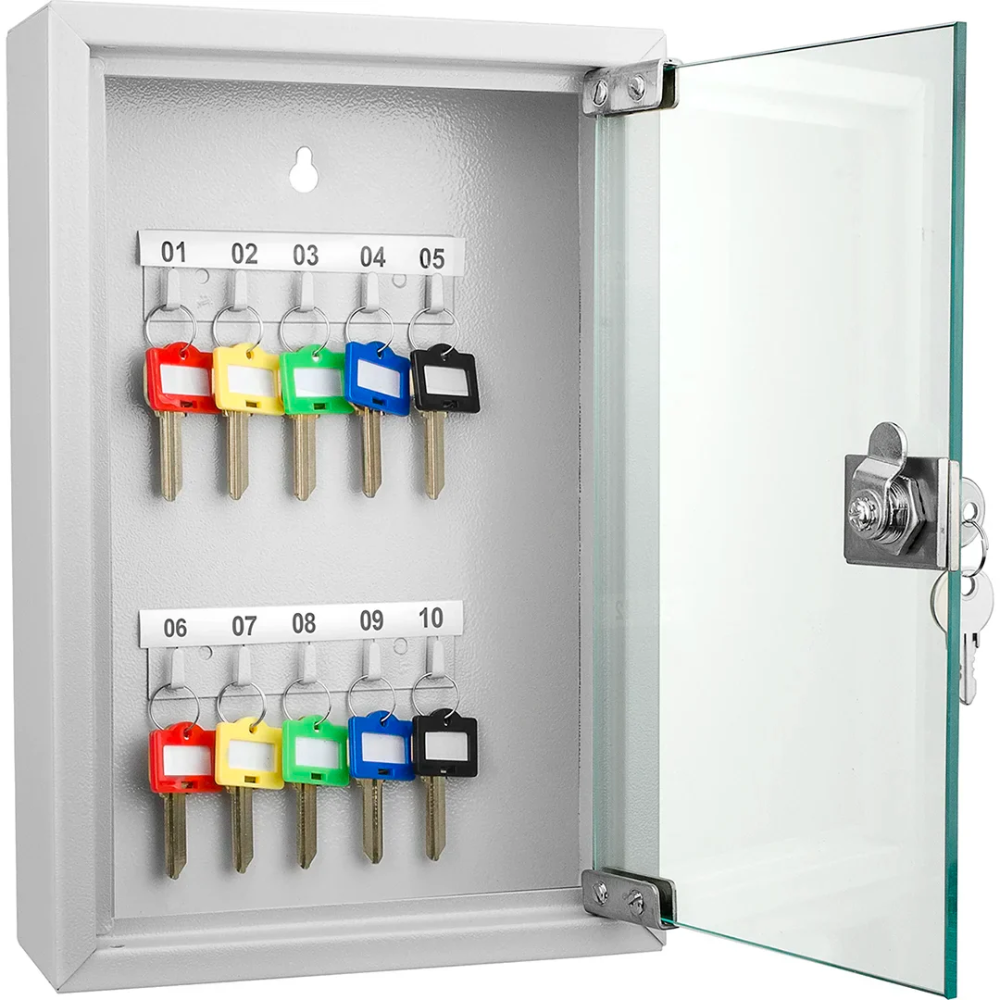 Barska Cb12986 10 Keys Lock Box Grey With Glass Door | Key Lock