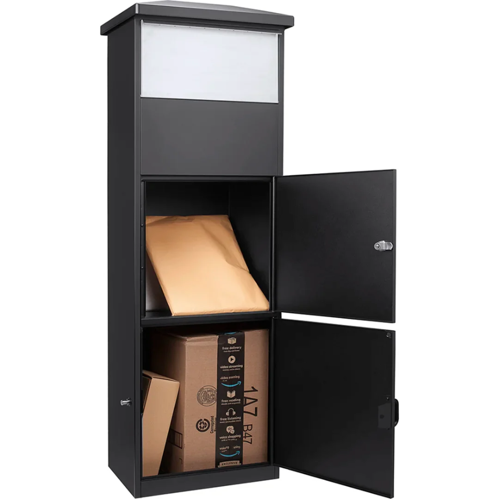 Barska Cb13332 Black Parcel Mailbox With Package Compartment Mpb-600 | Key Lock