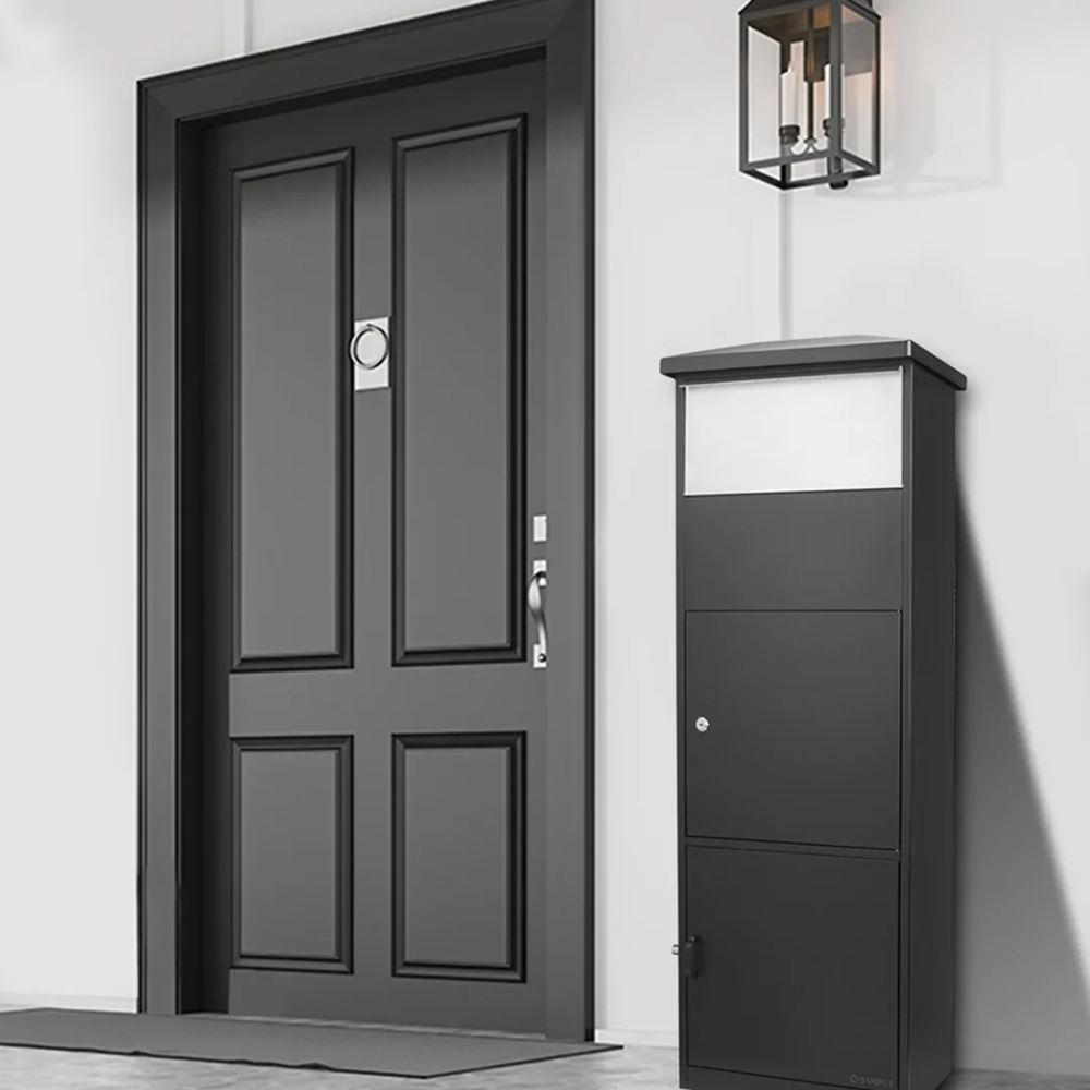 Barska Cb13332 Black Parcel Mailbox With Package Compartment Mpb-600 | Key Lock