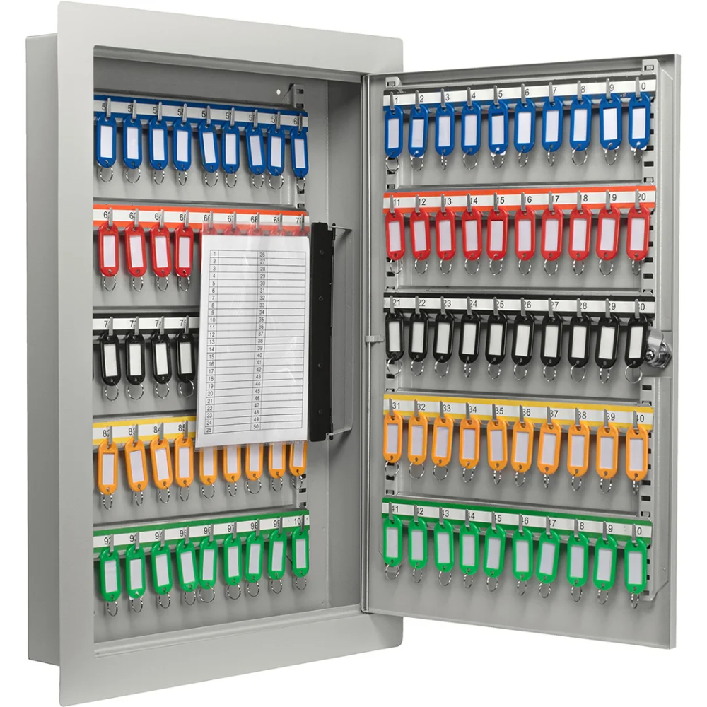 Barska Cb13534 100 Keys Adjustable In Wall Key Cabinet With Flange Gray | Key Lock