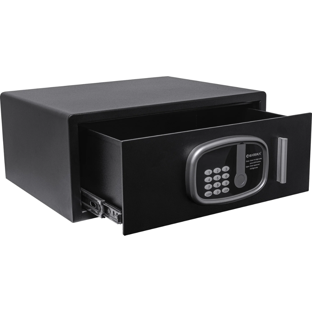 Barska HS13408 Front Open Drawer Hotel Safe | Keypad & Key Lock