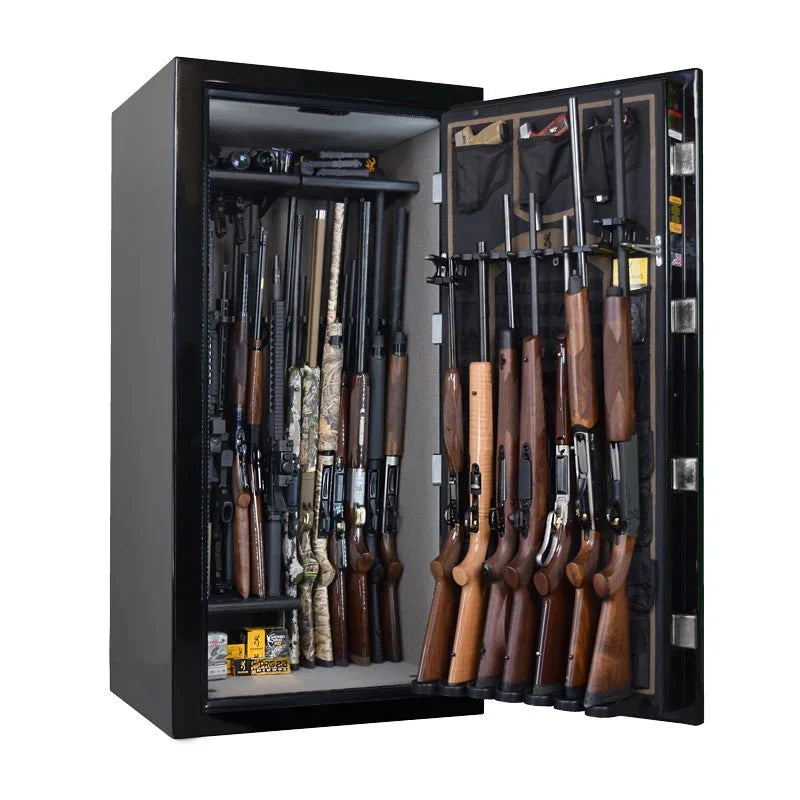 Browning HC33 Hell's Canyon 33-Gun Safe — open interior with example firearms