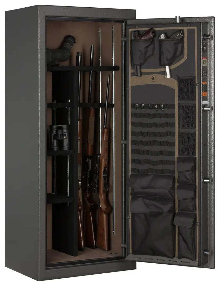 Browning SP20 Sporter 20-Gun Safe — open interior with example firearms
