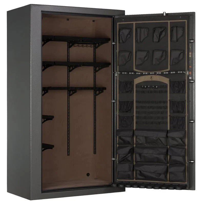 Browning SP49T Sporter Tall 49-Gun Safe — open interior with example firearms