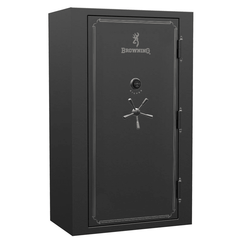 Browning SR49T Silver Series Tall 49-Gun Safe — Gloss Black exterior with chrome hardware