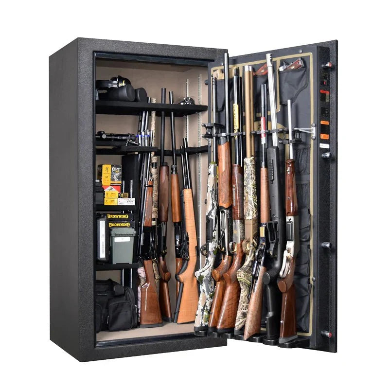 Browning YS23 Yellowstone 23-Gun Safe — open interior with example firearms