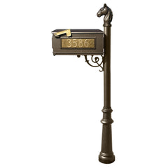 Qualarc LMC-801 Lewiston Mailbox with Fluted Base & Horsehead Finial Style