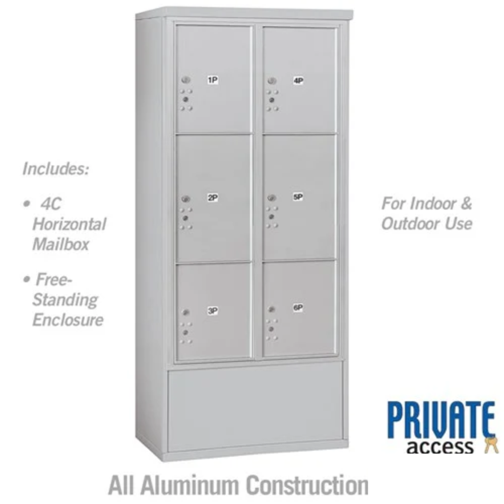 Maximum Height Free-Standing 4C Horizontal Parcel Locker | 6 Parcel Lockers with Private Access