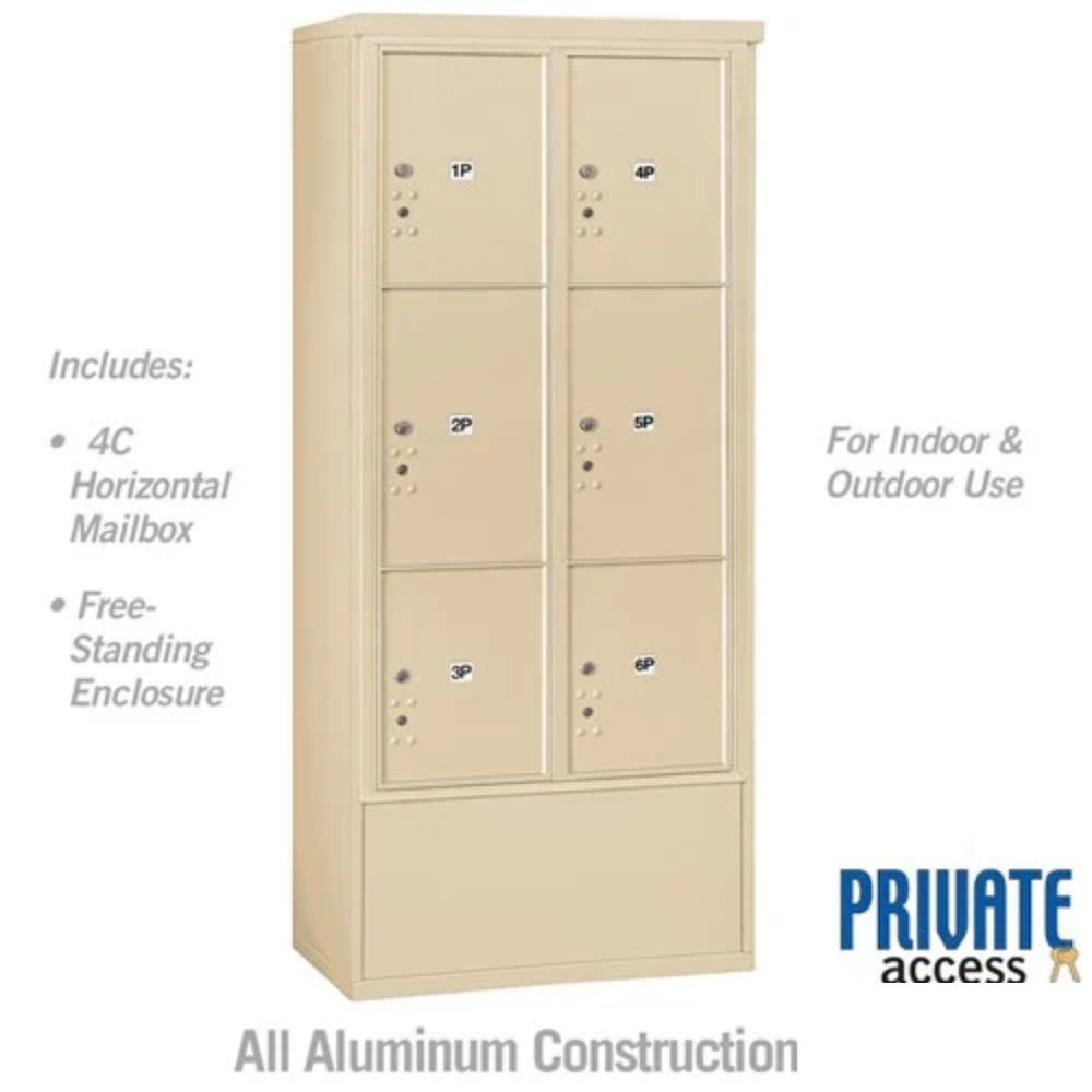 Maximum Height Free-Standing 4C Horizontal Parcel Locker | 6 Parcel Lockers with Private Access