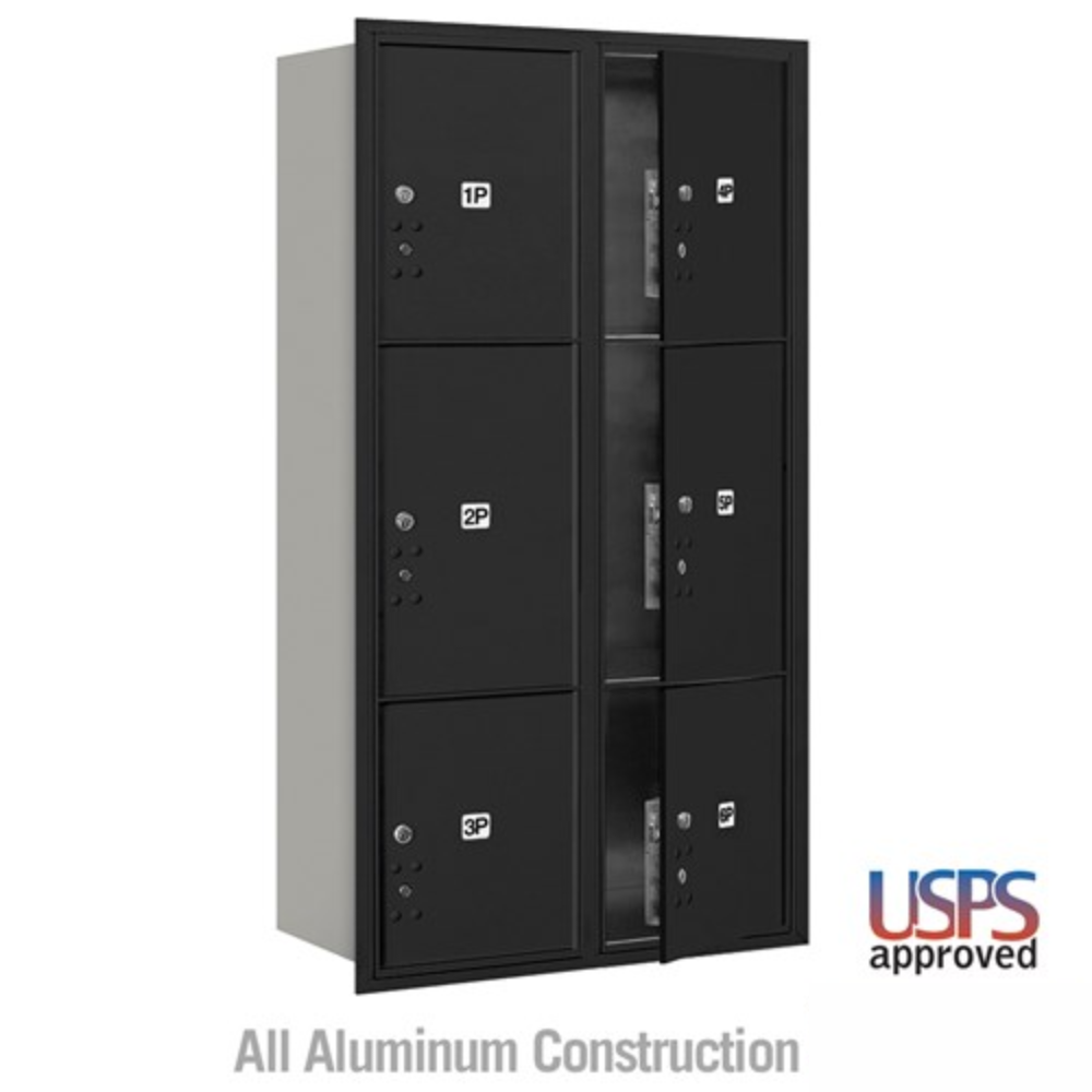 Maximum Height Recessed Mounted 4C Horizontal Parcel Locker | 6 Parcel Lockers with USPS Access - Front Loading