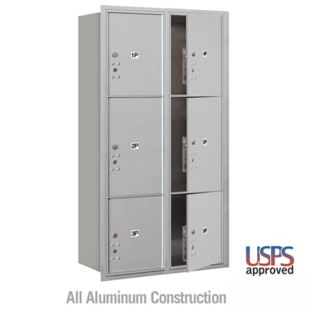 Maximum Height Recessed Mounted 4C Horizontal Parcel Locker | 6 Parcel Lockers with USPS Access - Front Loading