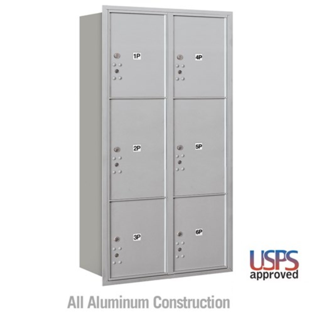 Maximum Height Recessed Mounted 4C Horizontal Parcel Locker | 6 Parcel Lockers with USPS Access - Rear Loading