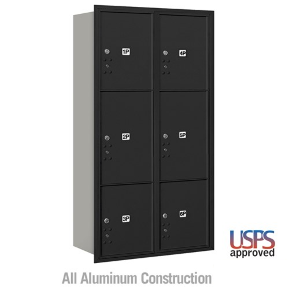 Maximum Height Recessed Mounted 4C Horizontal Parcel Locker | 6 Parcel Lockers with USPS Access - Rear Loading