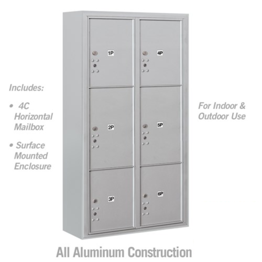 Maximum Height Surface Mounted 4C Horizontal Parcel Locker | 6 Parcel Lockers with Private Access