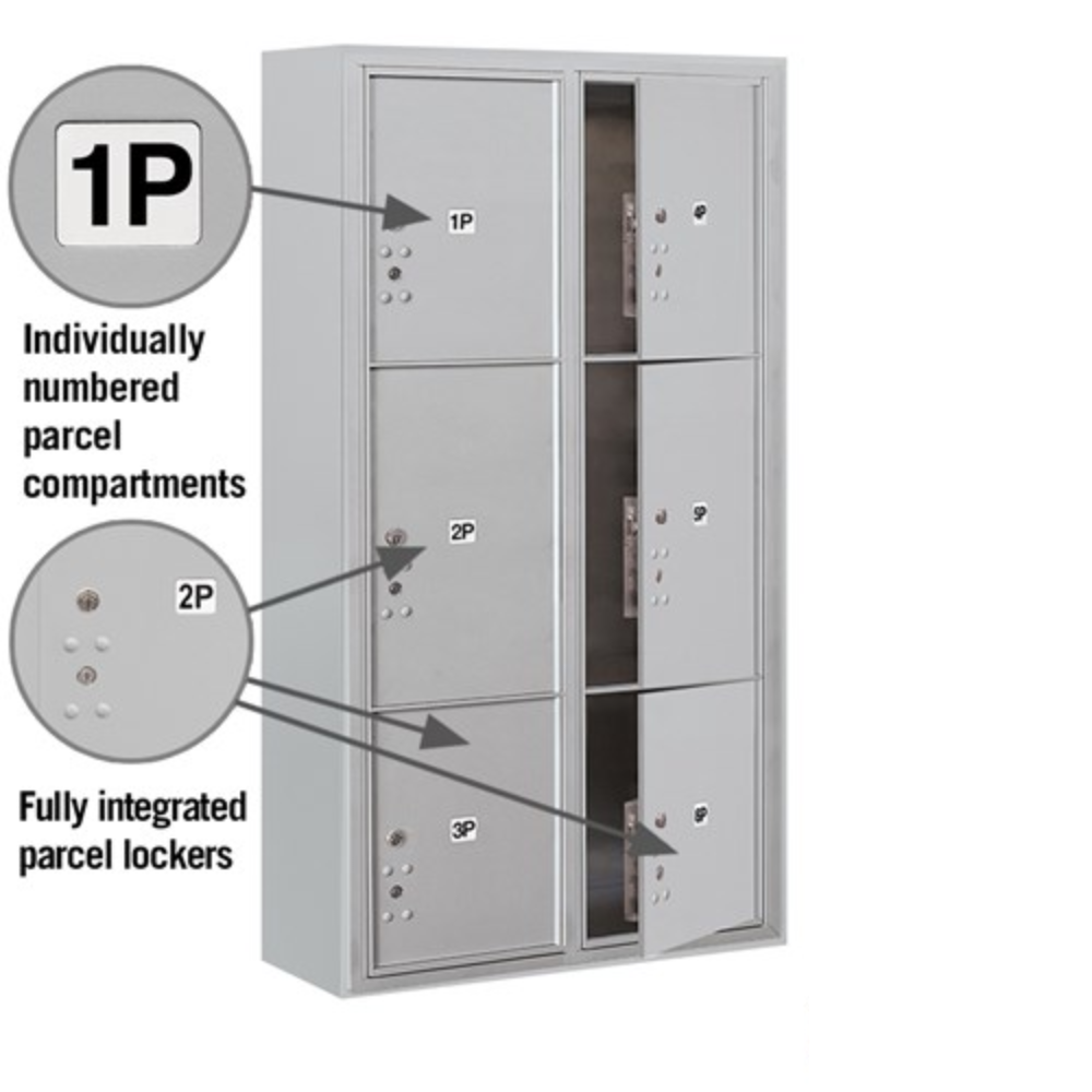 Maximum Height Surface Mounted 4C Horizontal Parcel Locker | 6 Parcel Lockers with Private Access