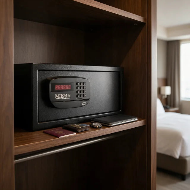 Mesa MHRC916E Hotel & Residential Safe | Electronic Lock | Card Swipe | 1.2 Cubic Feet