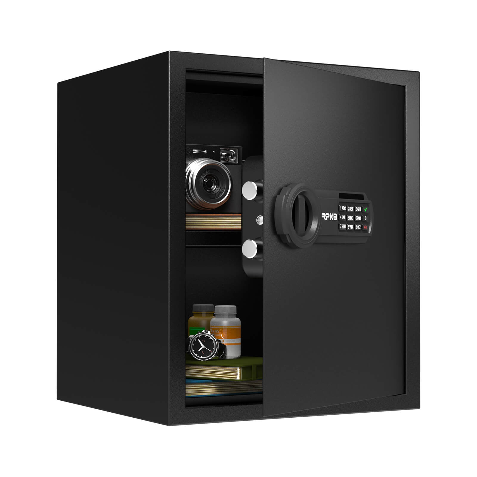 RPNB Home Storage Safe with Two Security Live Bolts, Small Jewelry Safe Lock Box - RP42ESA