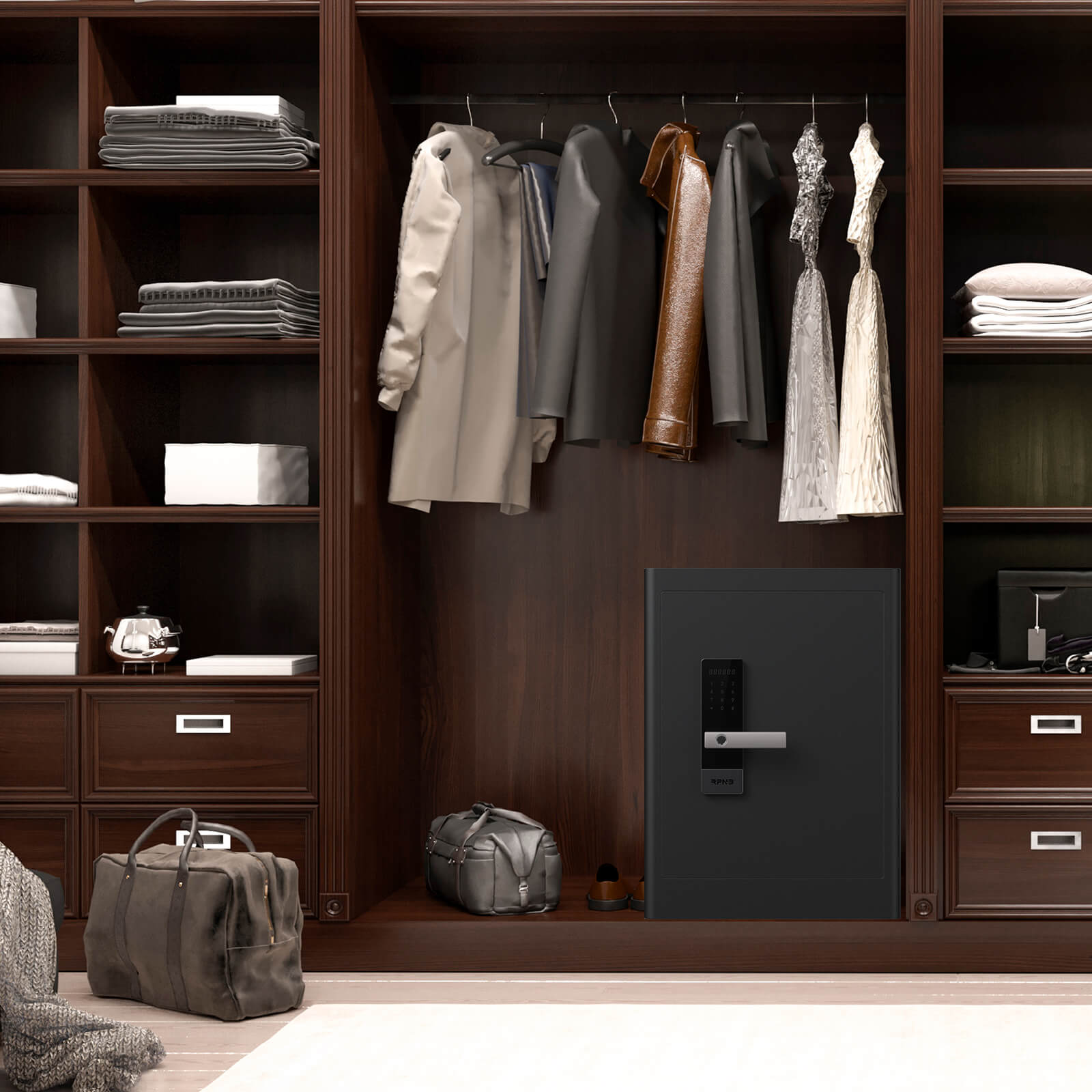 RPNB Black Smart Touch Screen Biometric Fingerprint Deluxe Nightstand Safe - RPHS60
