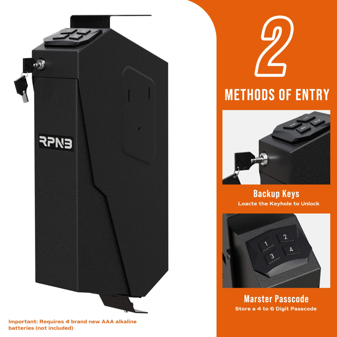 RPNB RP311E Electronic Keypad Handgun Safe with Quick Access Drop Down Lid (Desk Mounted Pistol Safe)