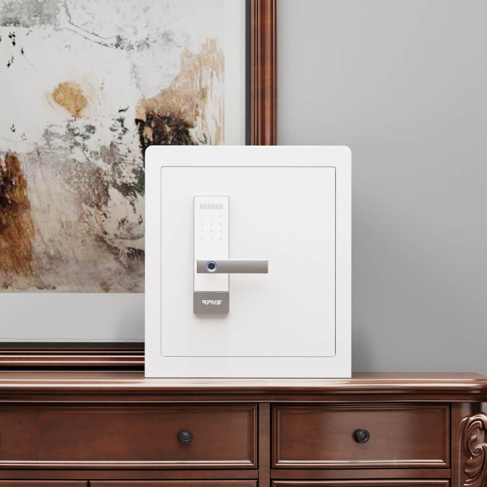 RPNB White Biometric Fingerprint Home Safe With LED Light - RPHS45W