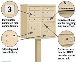 Salsbury Cluster Box Unit (Includes Pedestal) - 8 A Size Doors - Type I ...