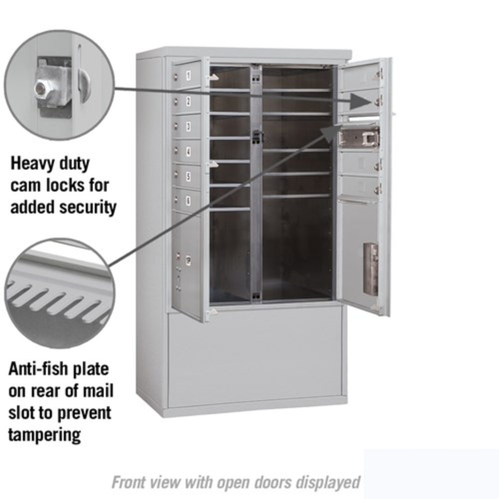 Salsbury 10 Door High Free-Standing 4C Horizontal Mailbox | 10 Doors and 2 Parcel Lockers with Private Access