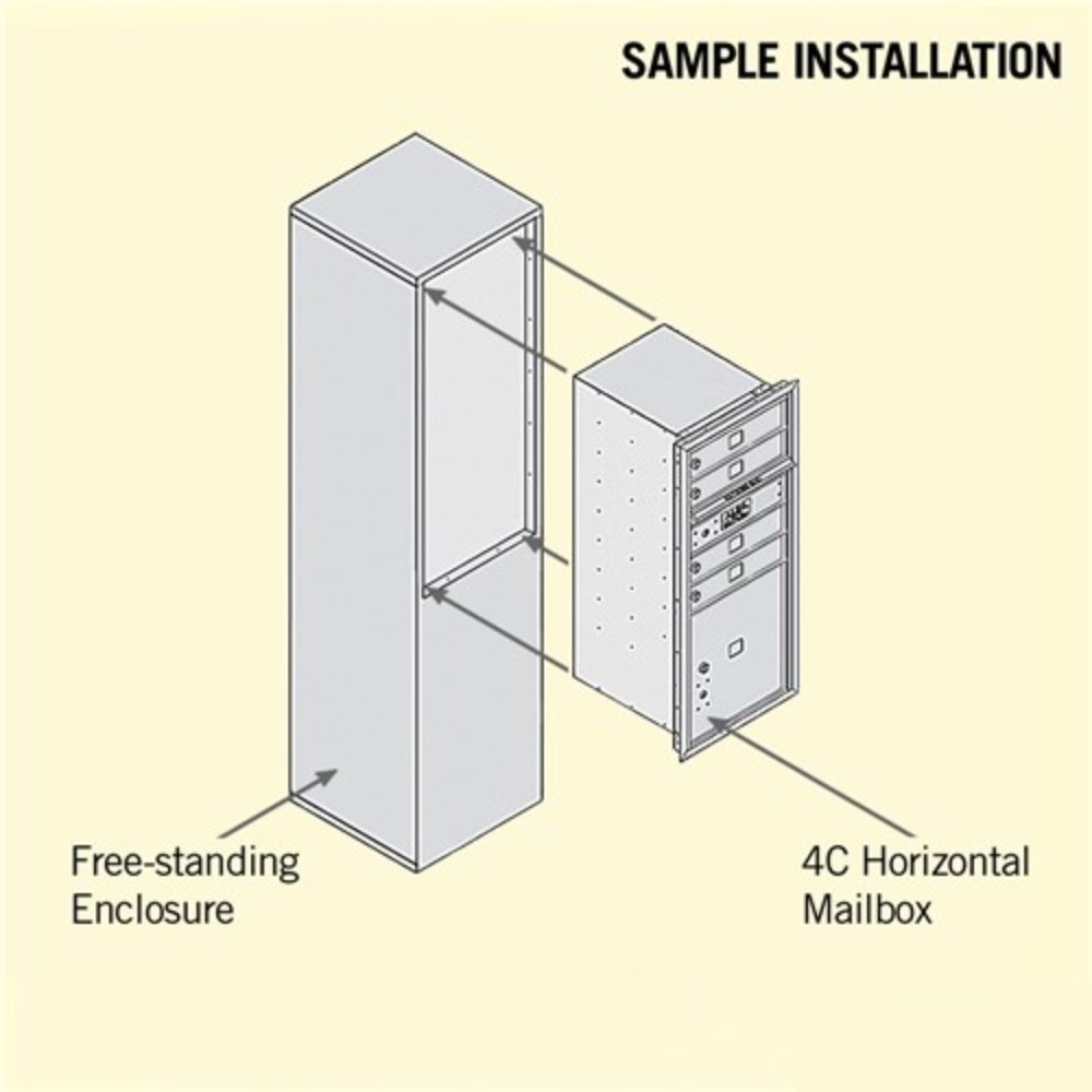 Salsbury 10 Door High Free-Standing 4C Horizontal Mailbox | 4 Doors and 1 Parcel Locker with Private Access