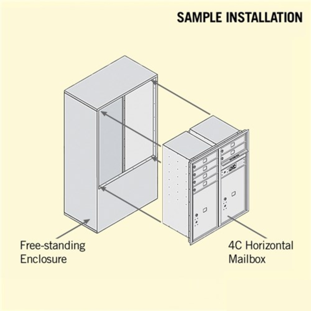 Salsbury 10 Door High Free-Standing 4C Horizontal Mailbox | 6 Doors and 2 Parcel Lockers with Private Access