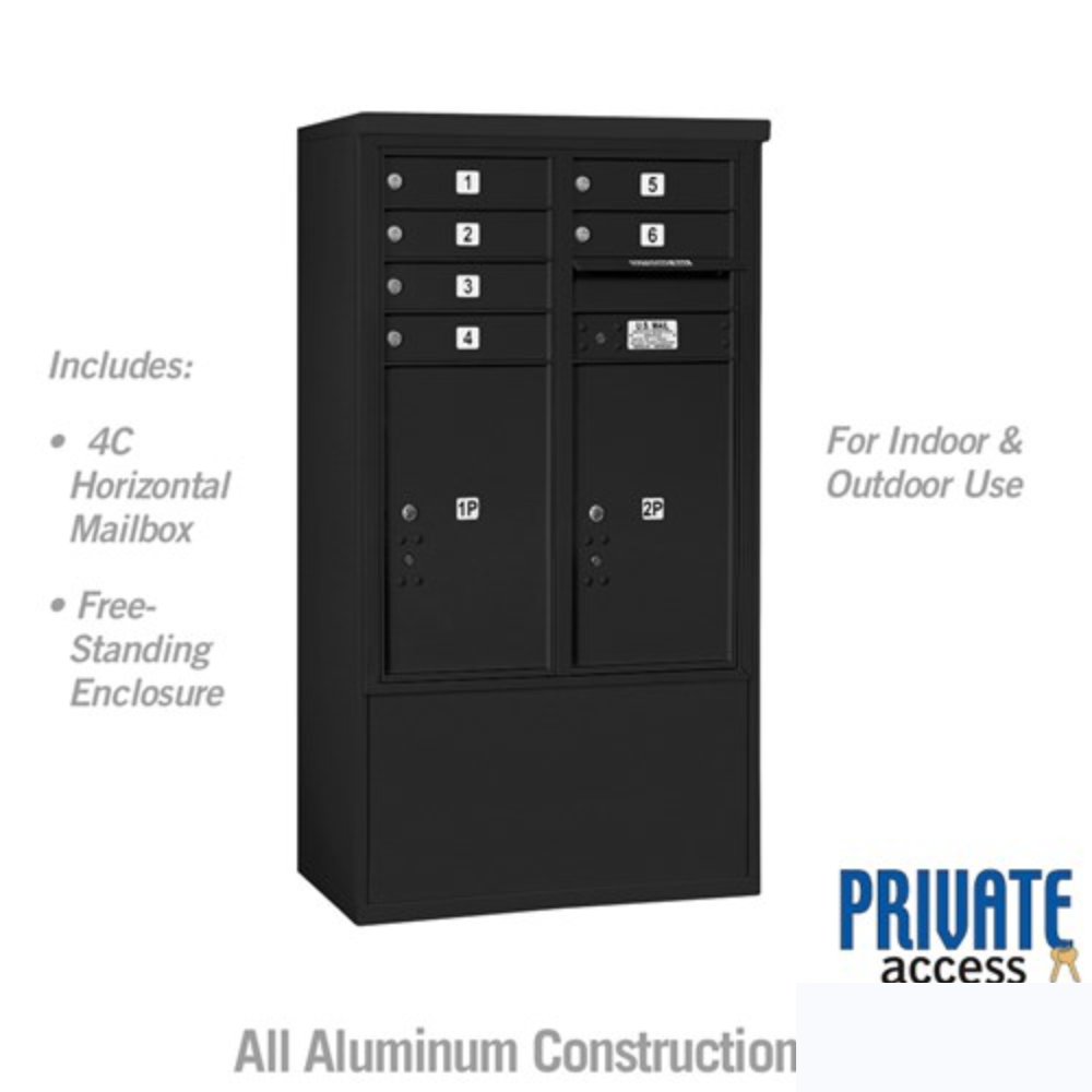 Salsbury 10 Door High Free-Standing 4C Horizontal Mailbox | 6 Doors and 2 Parcel Lockers with Private Access